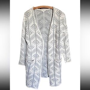 Seven Forty Two Gray Geometric Open Cardigan Cozy Lightweight Layer Women’s Sz S